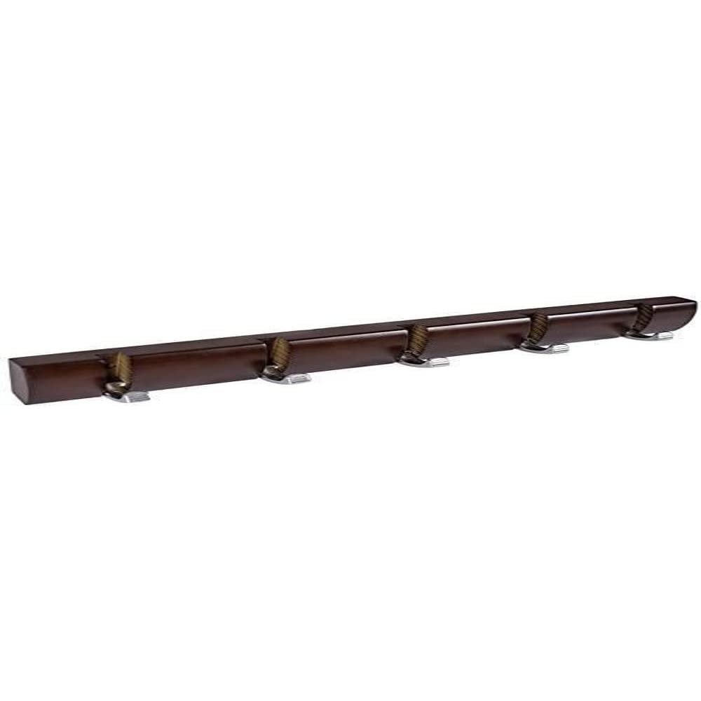 Bulk Hardware BH03306 Flip Style 5 x Hooks on Brown Rail with Satin Nickel Finish