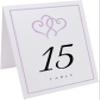 Linked Hearts and Border Wedding Table Numbers (Select Color/Quantity), White, Lavender, 1-45, Double Sided, Tent or Use in a Stand, Great for Parties & Restaurants view 2