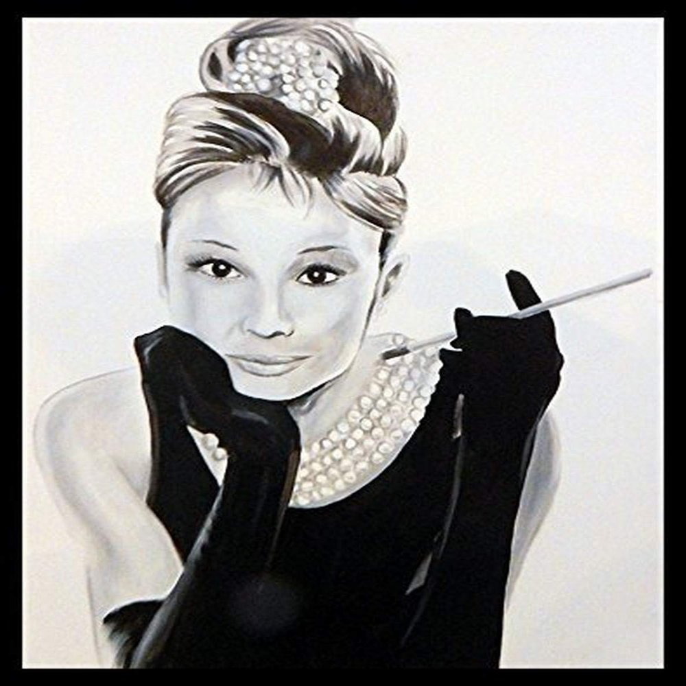 buyartforless Framed Work Audrey Hepburn by Ed Capeau 30x24 Giclee Edition Art Print Poster Wall Decor Breakfast at Tiffanys, Black