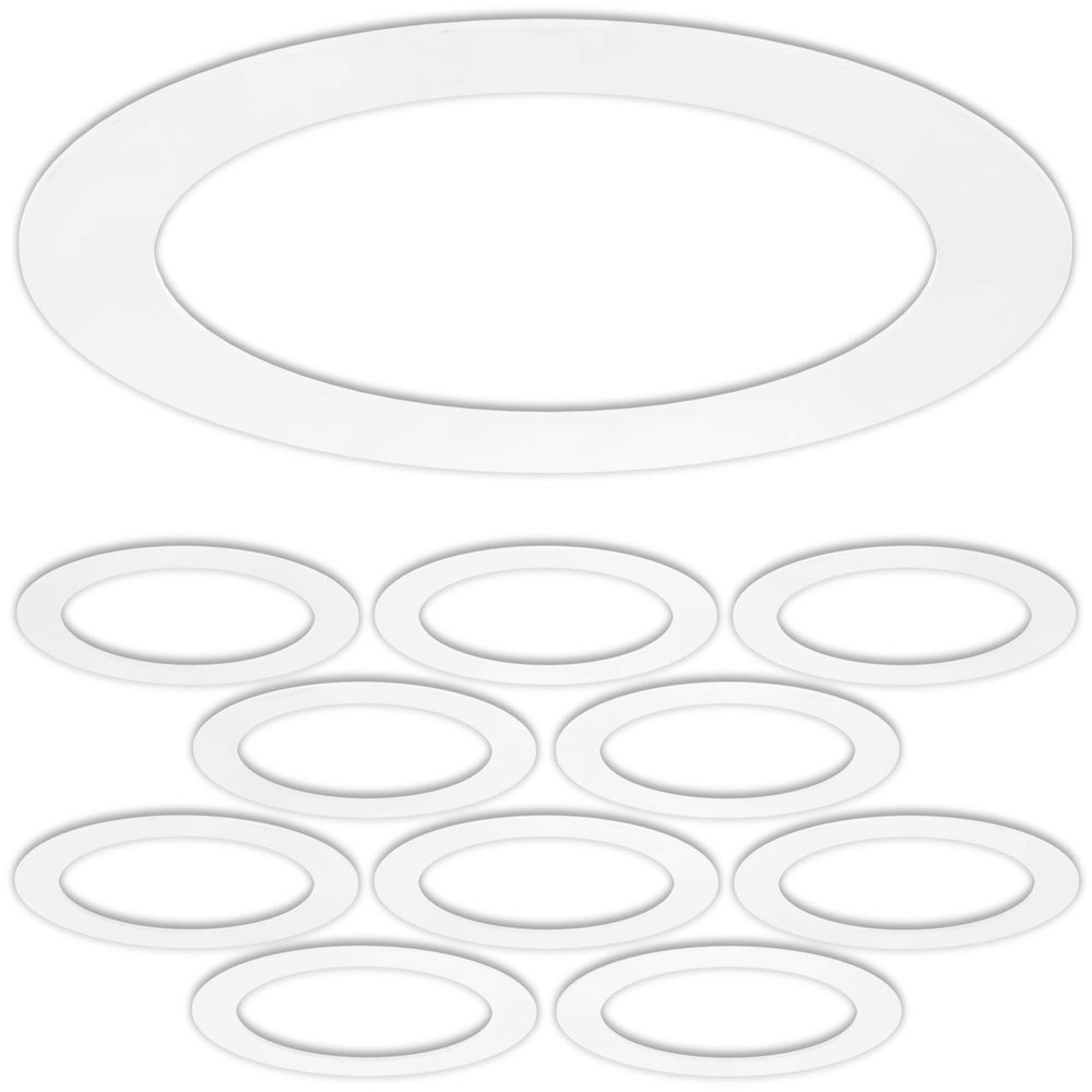 10 Pack Gloss White Goof Trim Ring for 8" Inch Recessed Can Lighting Down Light, Outer Diameter 8.6 Inches, Inner Diameter 6.2 Inches