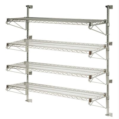 Omega Products Corporation 24" Deep x 60" Wide x 54" High Adjustable 4 Tier Chrome Wall Mount Shelving Kit