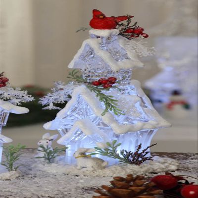 Icy Craft Tall Forest House w/Cardinals