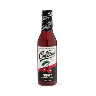 Collins Cherry Syrup, Cherry Simple Syrup, Real Sugar Cocktail Syrups, Soda Water Flavors, Cocktail Mixers, 12.7 Ounces, Set of 1
