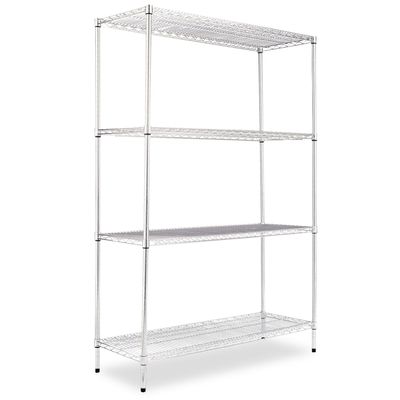 Alera SW504818SR Wire Shelving Starter Kit, 4 Shelves, 48w x 18d x 72h, Silver