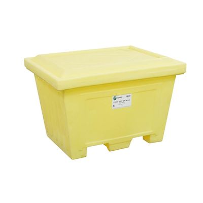 Enpac Large Tote with Lid, Yellow, 123 Gallon, Durable, UV Resistant, Forkliftable, 100% Polyethylene, Nestable