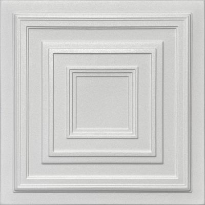 Decorative Styrofoam Glue Up Ceiling Tile R33W 20 x 20 Tin Look White