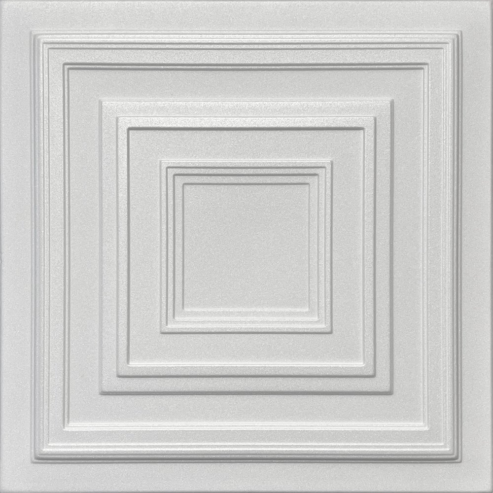 Decorative Styrofoam Glue Up Ceiling Tile R33W 20 x 20 Tin Look White