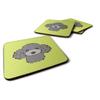 Caroline's Treasures Checkerboard Lime Green Silver Gray Poodle Foam Coaster (Set of 4), 3.5" H x 3.5" W, Multicolor view 1