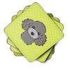 Caroline's Treasures Checkerboard Lime Green Silver Gray Poodle Foam Coaster (Set of 4), 3.5" H x 3.5" W, Multicolor view 2