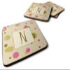 Caroline's Treasures CJ1004-NFC Letter N Initial Monogram - Tan Dots Foam Coaster Set of 4 Set of 4 Cup Coasters for Indoor Outdoor, Tabletop Protection, Anti Slip, Mouse pad Material view 1
