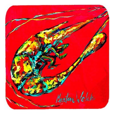 Caroline's Treasures MW1023FC Shrimp Day Dream Foam Coaster Set of 4 Set of 4 Cup Coasters for Indoor Outdoor, Tabletop Protection, Anti Slip, Mouse pad Material