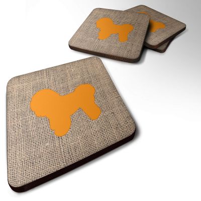 Caroline's Treasures BB1107-BL-OR-FC Bichon Frise Burlap and Orange BB1107 Foam Coaster Set of 4 Set of 4 Cup Coasters for Indoor Outdoor, Tabletop Protection, Anti Slip, Mouse pad Material