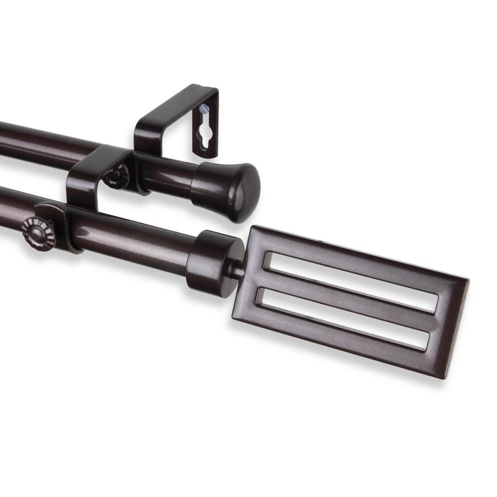 A&F Rod Decor - Cobalt Double Curtain Rod 120-170 inch - Cocoa