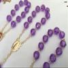 25 Pc Baptism Favors Purple Beads Gold Plated Accents Mini Rosaries Acrylic Beads/Recuerditos De Bautismo/Christening Favors/Decenarios/Decades/Finger Rosaries view 2