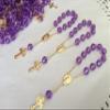 25 Pc Baptism Favors Purple Beads Gold Plated Accents Mini Rosaries Acrylic Beads/Recuerditos De Bautismo/Christening Favors/Decenarios/Decades/Finger Rosaries view 4