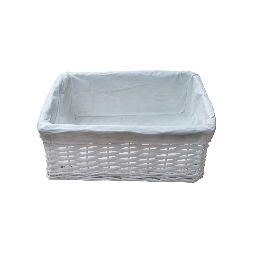 ARPAN White Wicker Storage & Hamper Basket with White Cloth Lining Small, Medium & Large Gift Baskets for Xmas, Wedding, Confetti & Parties, Snack Basket, Wicker Baskets Multipack