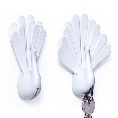 QUALY Peacock Key Holder 69x45.5x99.5 mm. White