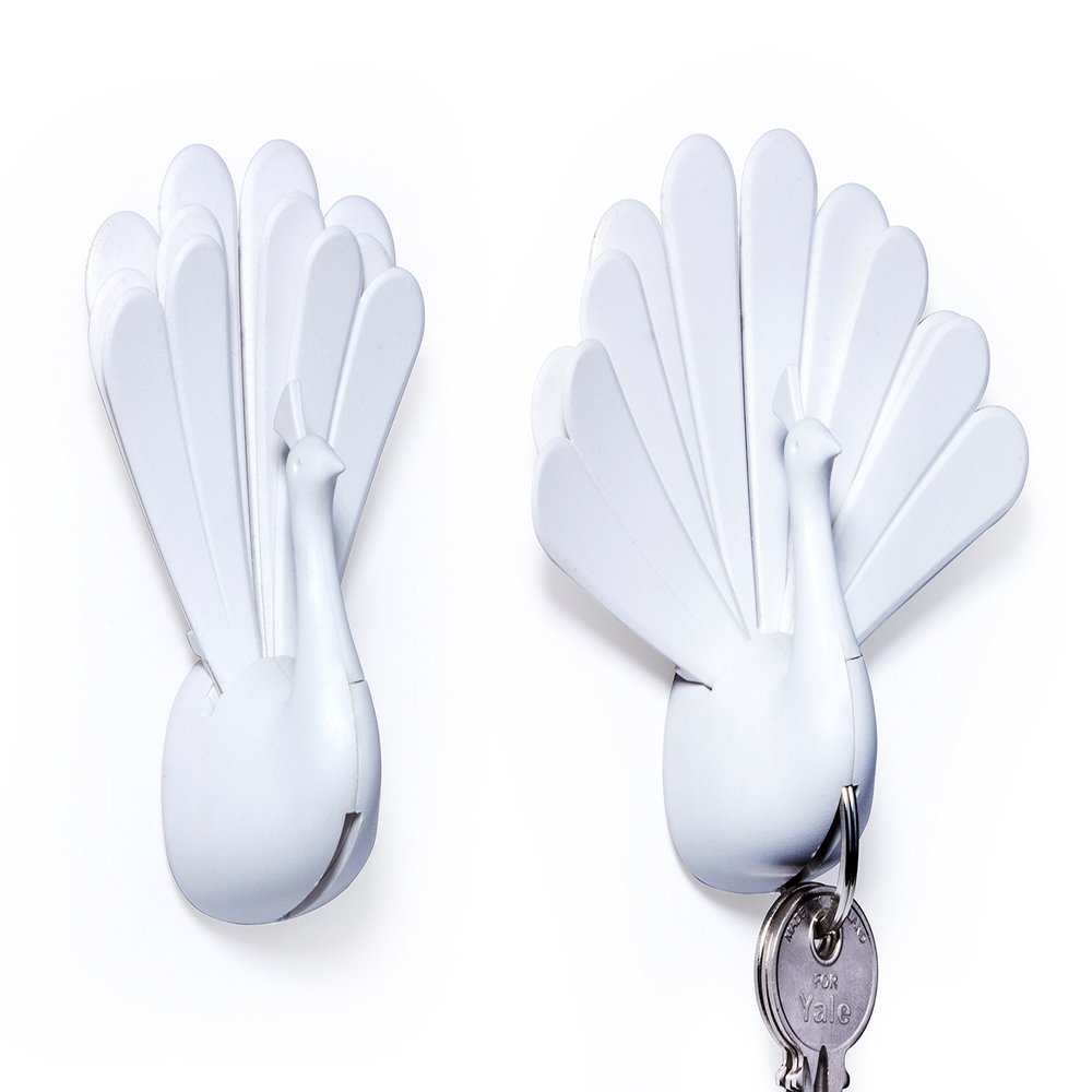 QUALY Peacock Key Holder 69x45.5x99.5 mm. White