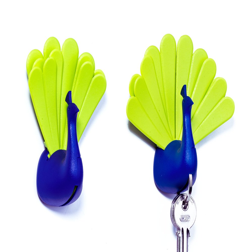 QUALY Peacock Key Holder 69x45.5x99.5 mm. Blue-Green