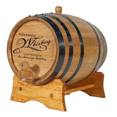 Personalized 1 Liter Whiskey Barrel Dispenser with Stand, Bung and Spigot - Wooden Barrels For Making Bourbon Cocktails - New American 1L Oak Barrels For Aging Whiskey (B415)