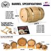 Personalized 1 Liter Whiskey Barrel Dispenser with Stand, Bung and Spigot - Wooden Barrels For Making Bourbon Cocktails - New American 1L Oak Barrels For Aging Whiskey (B415) view 2
