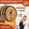 Personalized 5 Liter Oak Wine Barrel Dispenser (1 Gallon) w/Wood Stand, Bung & Spigot, Custom Mini 5L Aging Barrels For The Home Wine Maker & Craft Distiller (V16) view 3