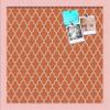 ArtToFrames 16x16 Custom Cork Bulletin Board. This Quatrefoil Orange Pin Board Has a Fabric Style Canvas Finish, Framed in Baby Pink on Beech (PinPix-328-16x16_0066-81792-YPNK) view 1