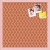 ArtToFrames 20x20 Custom Cork Bulletin Board. This Quatrefoil Orange Pin Board Has a Fabric Style Canvas Finish, Framed in Baby Pink on Beech (PinPix-328-20x20_0066-81792-YPNK) view 1