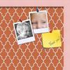 ArtToFrames 20x20 Custom Cork Bulletin Board. This Quatrefoil Orange Pin Board Has a Fabric Style Canvas Finish, Framed in Baby Pink on Beech (PinPix-328-20x20_0066-81792-YPNK) view 2