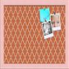 ArtToFrames 18x12 Custom Cork Bulletin Board. This Quatrefoil Orange Pin Board Has a Fabric Style Canvas Finish, Framed in Baby Pink on Beech (PinPix-328-18x12_0066-81792-YPNK) view 1
