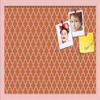 ArtToFrames 24x16 Custom Cork Bulletin Board. This Quatrefoil Orange Pin Board Has a Fabric Style Canvas Finish, Framed in Baby Pink on Beech (PinPix-328-24x16_0066-81792-YPNK) view 1