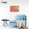 ArtToFrames 30x20 Custom Cork Bulletin Board. This Quatrefoil Orange Pin Board Has a Fabric Style Canvas Finish, Framed in Baby Pink on Beech (PinPix-328-30x20_0066-81792-YPNK) view 4