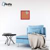 ArtToFrames 16x16 Custom Cork Bulletin Board. This Quatrefoil Orange Pin Board Has a Fabric Style Canvas Finish, Framed in Red Stain on Beech (PinPix-328-16x16_0066-81792-YRED) view 3