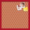 ArtToFrames 20x20 Custom Cork Bulletin Board. This Quatrefoil Orange Pin Board Has a Fabric Style Canvas Finish, Framed in Red Stain on Beech (PinPix-328-20x20_0066-81792-YRED) view 1