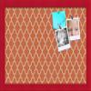 ArtToFrames 18x12 Custom Cork Bulletin Board. This Quatrefoil Orange Pin Board Has a Fabric Style Canvas Finish, Framed in Red Stain on Beech (PinPix-328-18x12_0066-81792-YRED) view 1