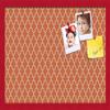 ArtToFrames 24x16 Custom Cork Bulletin Board. This Quatrefoil Orange Pin Board Has a Fabric Style Canvas Finish, Framed in Red Stain on Beech (PinPix-328-24x16_0066-81792-YRED) view 1