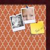 ArtToFrames 20x20 Custom Cork Bulletin Board. This Quatrefoil Orange Pin Board Has a Fabric Style Canvas Finish, Framed in Mahogany (PinPix-328-20x20_FRBW26039) view 2