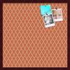 ArtToFrames 24x24 Custom Cork Bulletin Board. This Quatrefoil Orange Pin Board Has a Fabric Style Canvas Finish, Framed in Mahogany (PinPix-328-24x24_FRBW26039) view 1