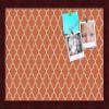 ArtToFrames 18x12 Custom Cork Bulletin Board. This Quatrefoil Orange Pin Board Has a Fabric Style Canvas Finish, Framed in Mahogany (PinPix-328-18x12_FRBW26039) view 1