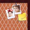 ArtToFrames 18x12 Custom Cork Bulletin Board. This Quatrefoil Orange Pin Board Has a Fabric Style Canvas Finish, Framed in Mahogany (PinPix-328-18x12_FRBW26039) view 2