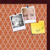 ArtToFrames 24x16 Custom Cork Bulletin Board. This Quatrefoil Orange Pin Board Has a Fabric Style Canvas Finish, Framed in Mahogany (PinPix-328-24x16_FRBW26039) view 2