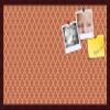 ArtToFrames 30x20 Custom Cork Bulletin Board. This Quatrefoil Orange Pin Board Has a Fabric Style Canvas Finish, Framed in Mahogany (PinPix-328-30x20_FRBW26039) view 1