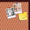 ArtToFrames 30x20 Custom Cork Bulletin Board. This Quatrefoil Orange Pin Board Has a Fabric Style Canvas Finish, Framed in Mahogany (PinPix-328-30x20_FRBW26039) view 2