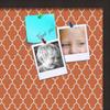 ArtToFrames 24x24 Custom Cork Bulletin Board. This Quatrefoil Orange Pin Board Has a Fabric Style Canvas Finish, Framed in Coffee (PinPix-328-24x24_FRBW26061) view 2