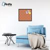 ArtToFrames 24x24 Custom Cork Bulletin Board. This Quatrefoil Orange Pin Board Has a Fabric Style Canvas Finish, Framed in Coffee (PinPix-328-24x24_FRBW26061) view 4