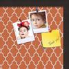 ArtToFrames 18x12 Custom Cork Bulletin Board. This Quatrefoil Orange Pin Board Has a Fabric Style Canvas Finish, Framed in Coffee (PinPix-328-18x12_FRBW26061) view 2