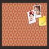 ArtToFrames 24x16 Custom Cork Bulletin Board. This Quatrefoil Orange Pin Board Has a Fabric Style Canvas Finish, Framed in Coffee (PinPix-328-24x16_FRBW26061) view 1