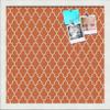PinPix 16x16 Custom Cork Bulletin Board Quarterfoil Orange Poster Board with a Canvas Style Photo Board, Framed in Satin White Frame (PinPix-328) view 1