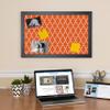PinPix 20x20 Custom Cork Bulletin Board Quarterfoil Orange Poster Board with a Canvas Style Photo Board, Framed in Satin Black (PinPix-328) view 3