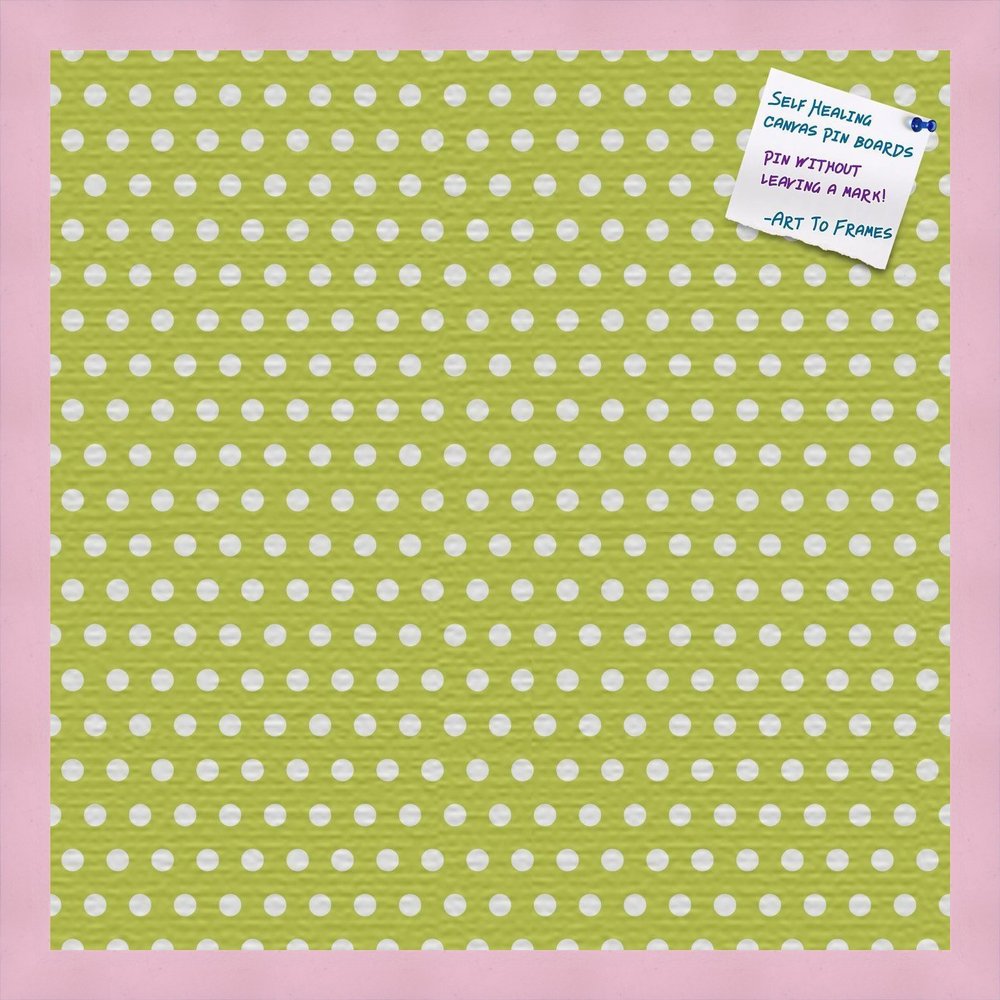 PinPix Decorative pin Cork Bulletin Board Made from Canvas, Dot Pattern Printed at 20x20 Inches and Framed in Baby Pink Stain on Beech (PinPix-339)